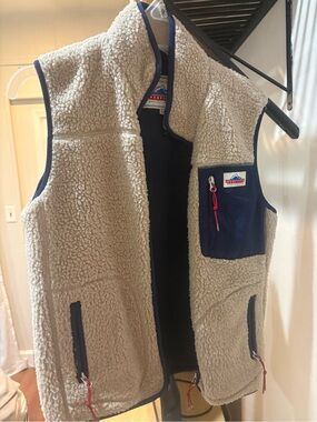 Premium Penfield Sherpa Vest - Cream with Navy Trim